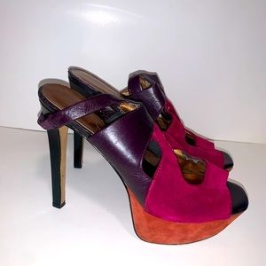 Jessica Simpsons heels Vintage size 8 trending colors purple orange shoes